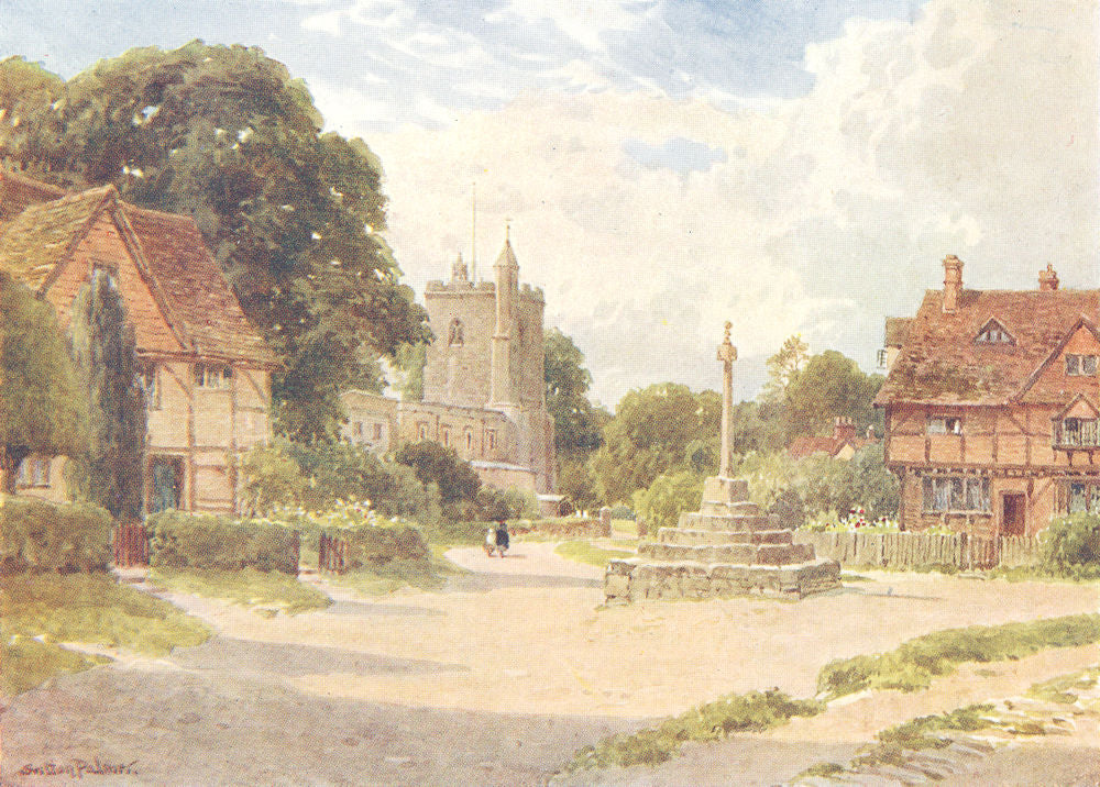 East Hagbourne, Oxfordshire by Sutton Palmer 1920 old antique print picture